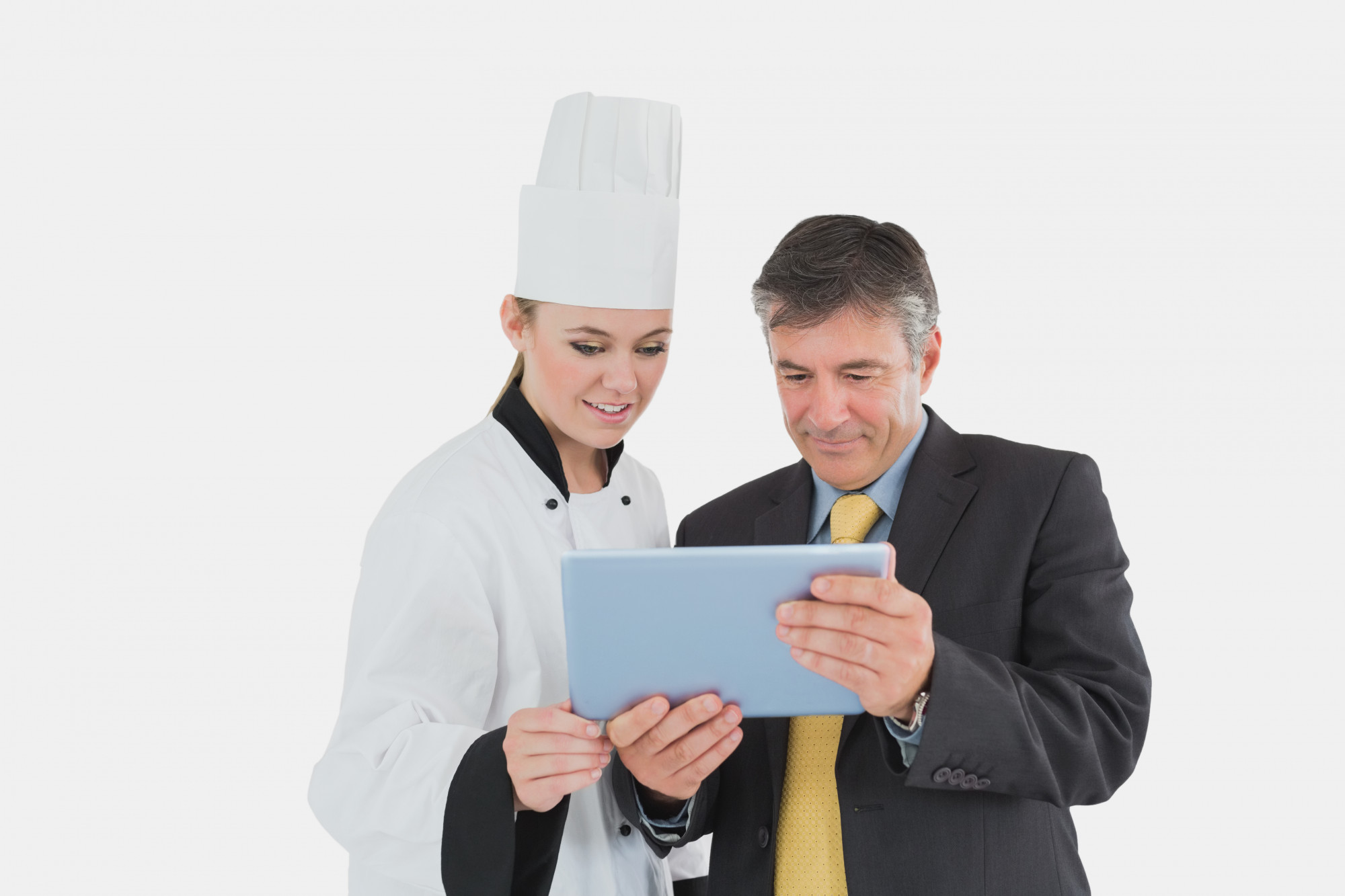 Customer service representative with tablet